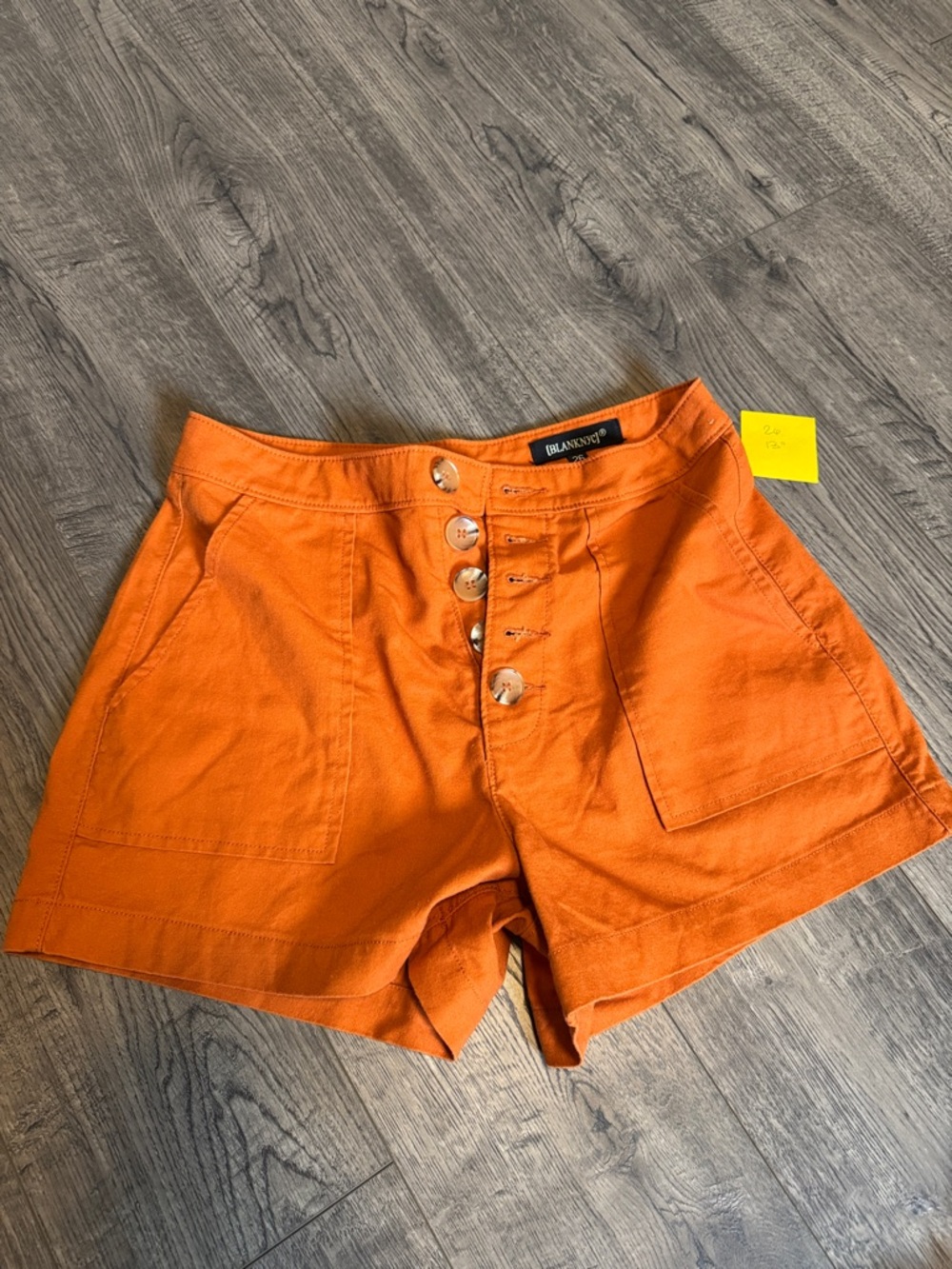 Blank NYC Bright Orange High-Rise Button-Front Shorts